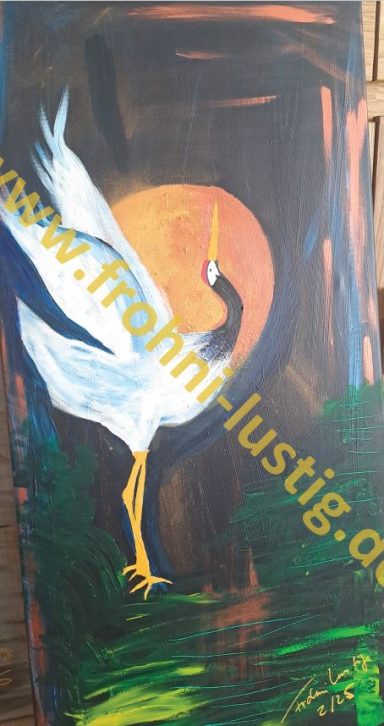 Tanzender Kranich Tanzender Kranich: Zeichnung Acryl und Goldpuder