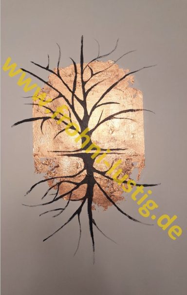 Baumspiegel Baumspiegel: Zeichnung Acryl mit Blattbronze